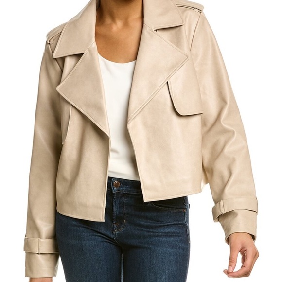 Bagatelle Cream faux Leather Jacket for Women size xs - Picture 8 of 8